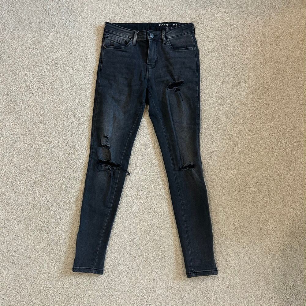 Noisy May Black Distressed Skinny Jeans Low Rise Casual Fitted Preppy Sz W25 L32